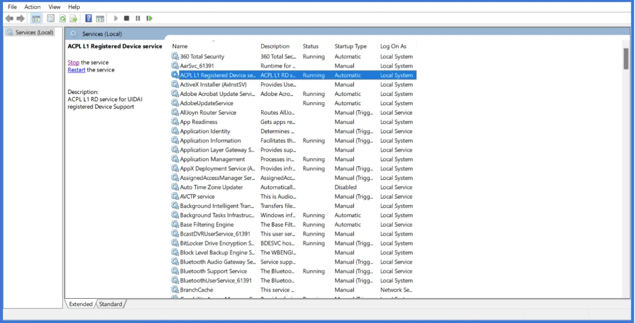 Windows Service Interface