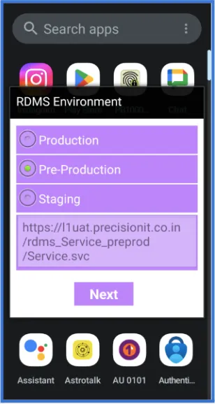Environment Selection Interface