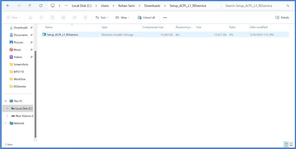 Windows Folder Interface