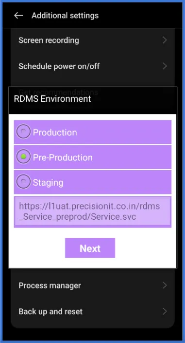 Permission settings Interface