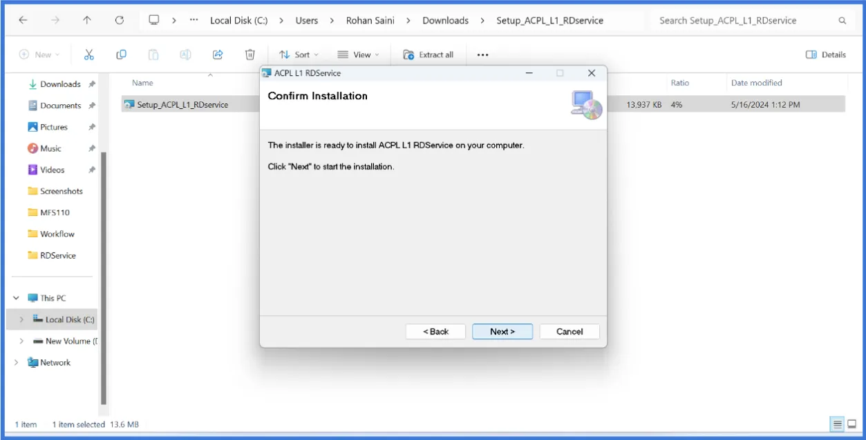 Installation Windows Interface
