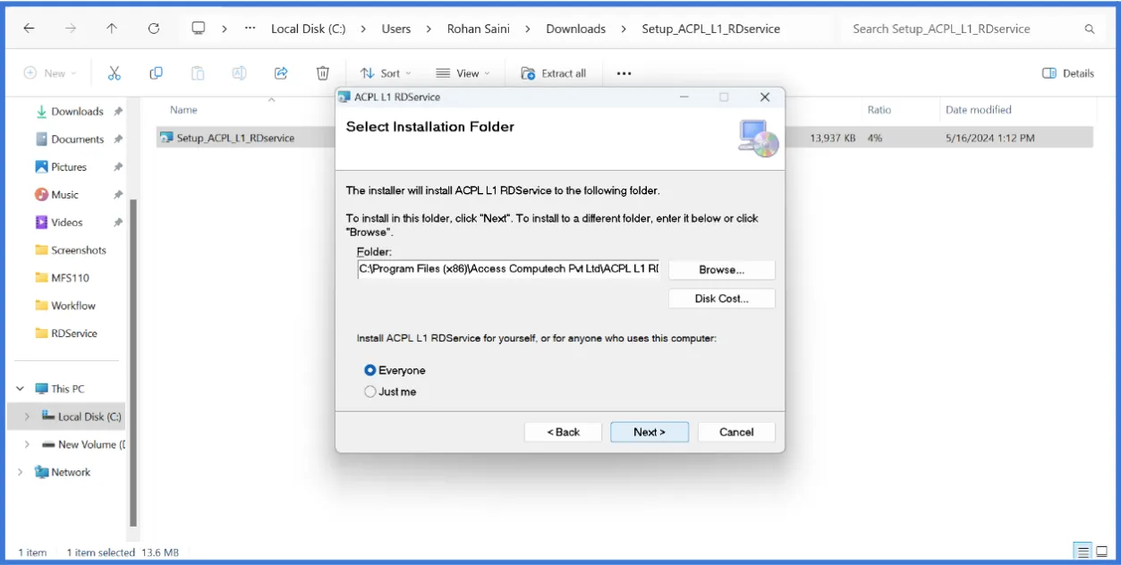 Installation Windows Interface