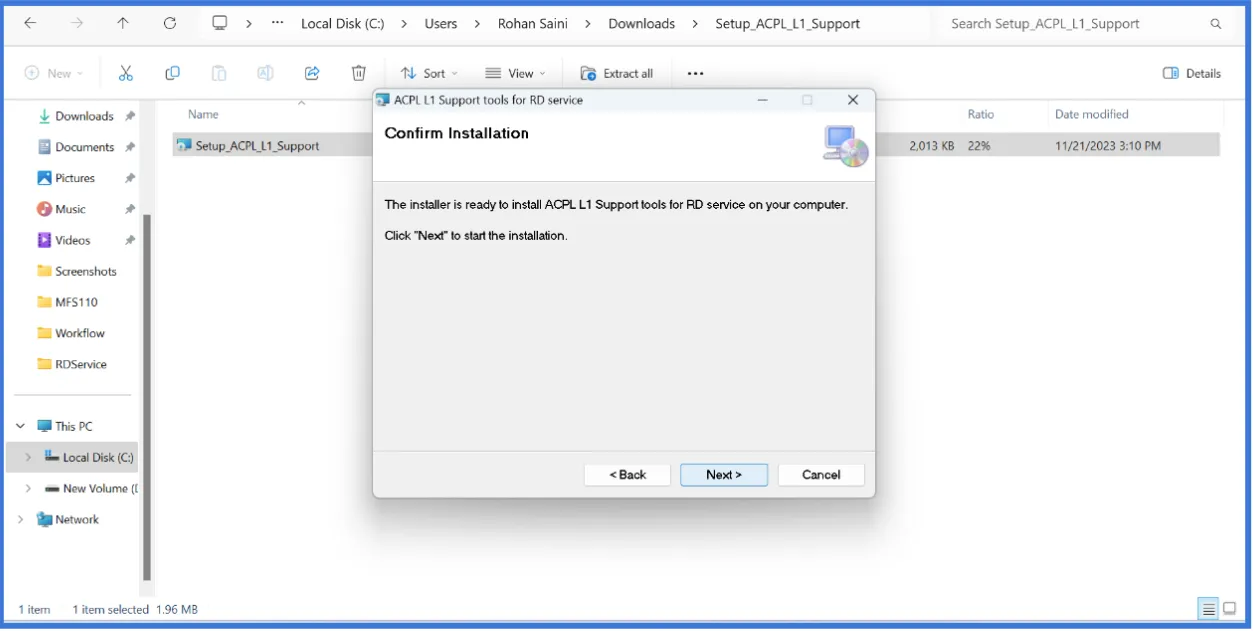 Installation Window Interface