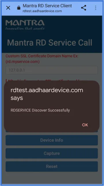 Mantra RD Service Client Website