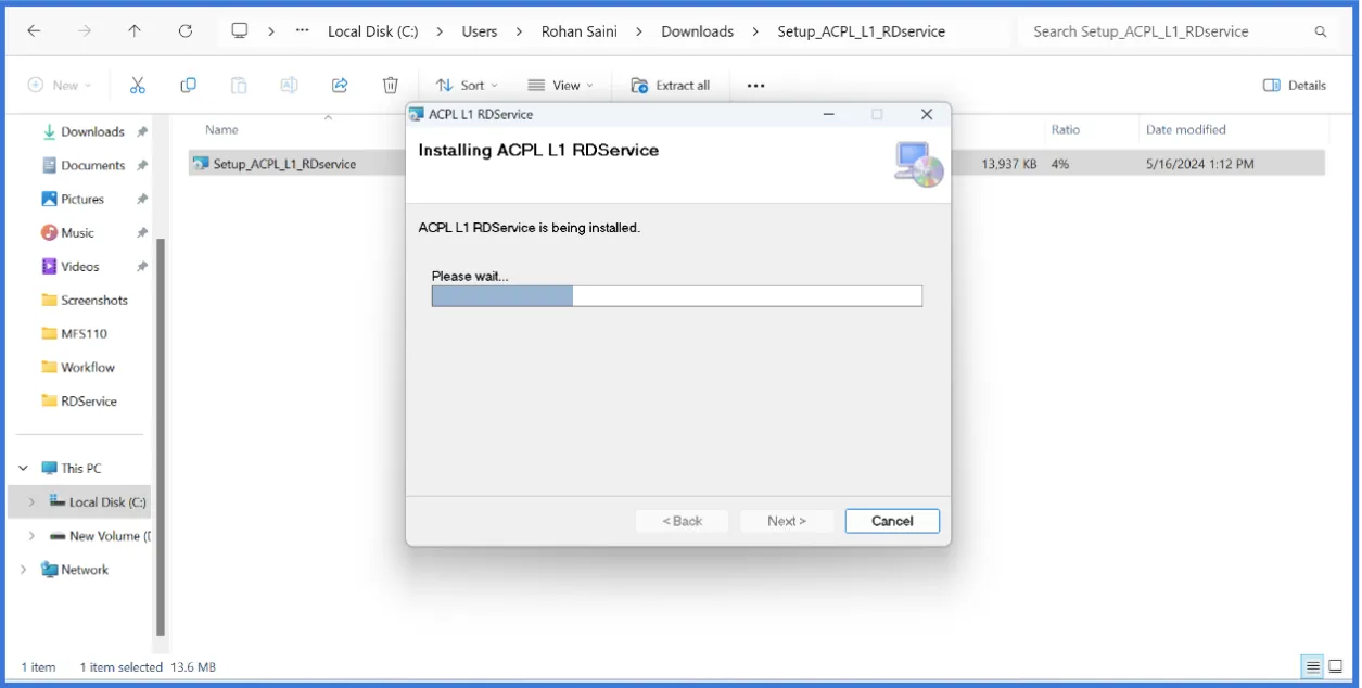 Installation Windows Interface