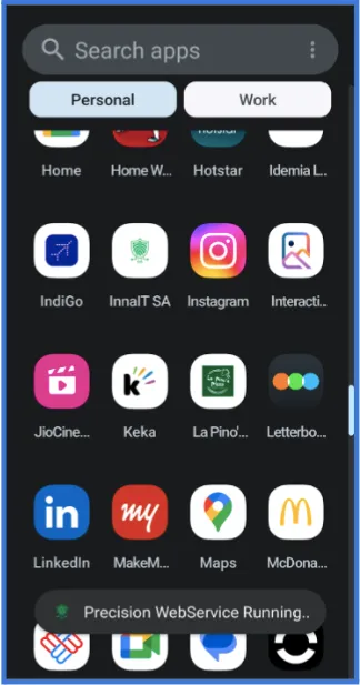 Precision WebService Running Message Interface