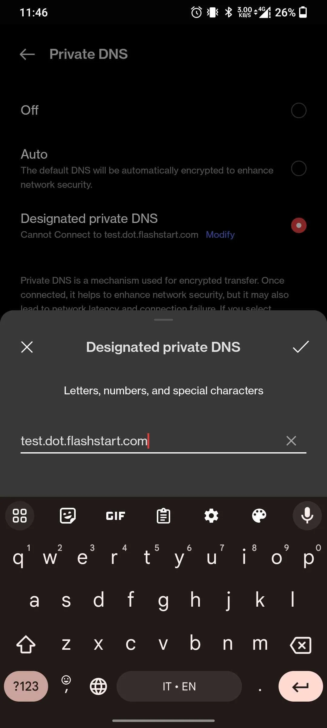 Designated private DNS DoT