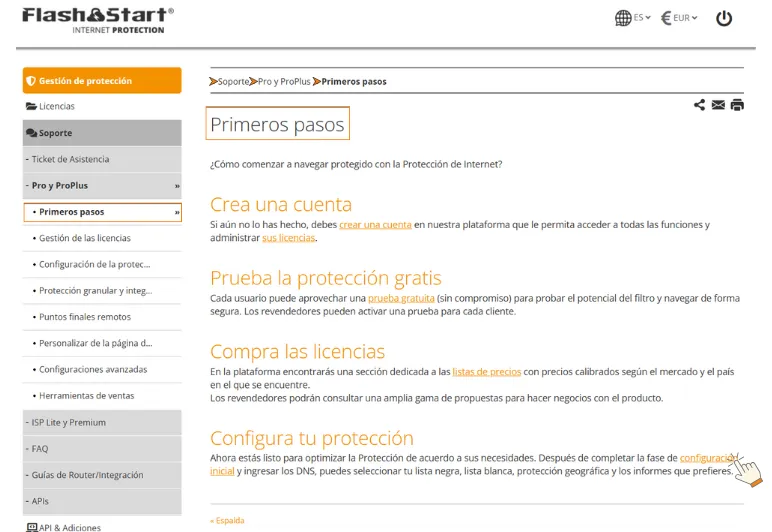 area clienti primo passo della configurazione