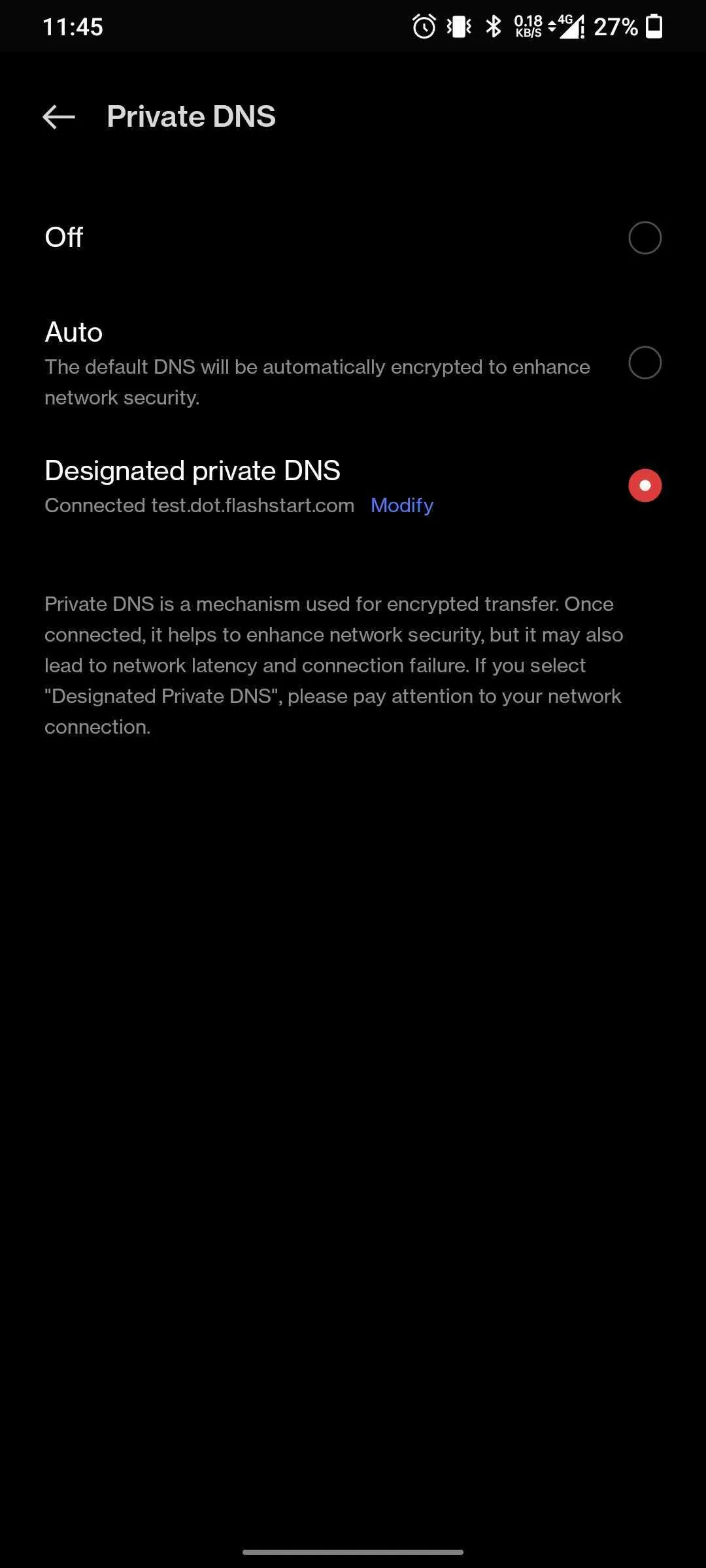 Setting Designated Private DNS to Change DNS