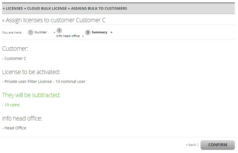 Confirm the licenses Confirm the licenses