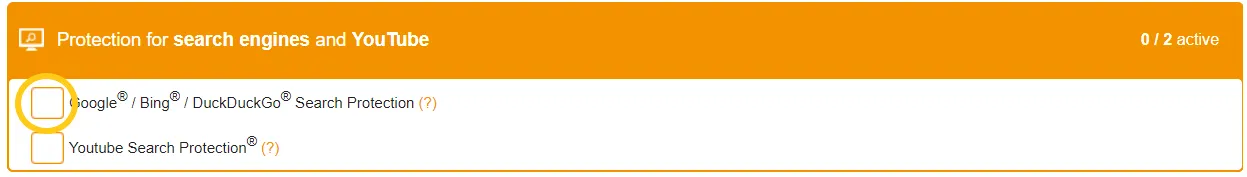 Protezione di Google/Bing/DuckDuckGo