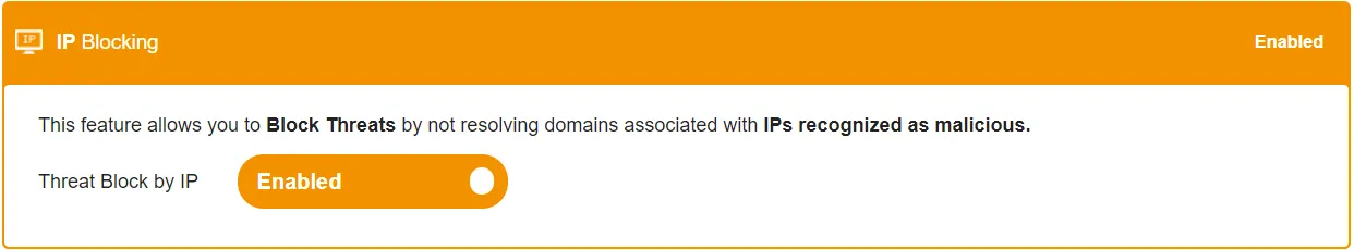 Graphical demonstration of enabling IP blocking to recognize malicious addresses