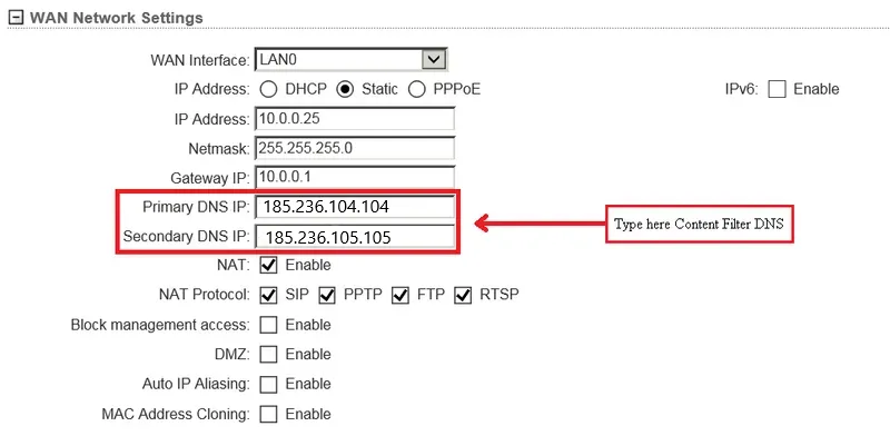 filtro dns