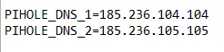 Correcting PIHOLE_DNS variables with the correct ip's