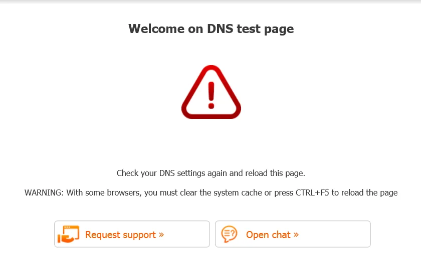 Recarregue a página após verificar as configurações de DNS