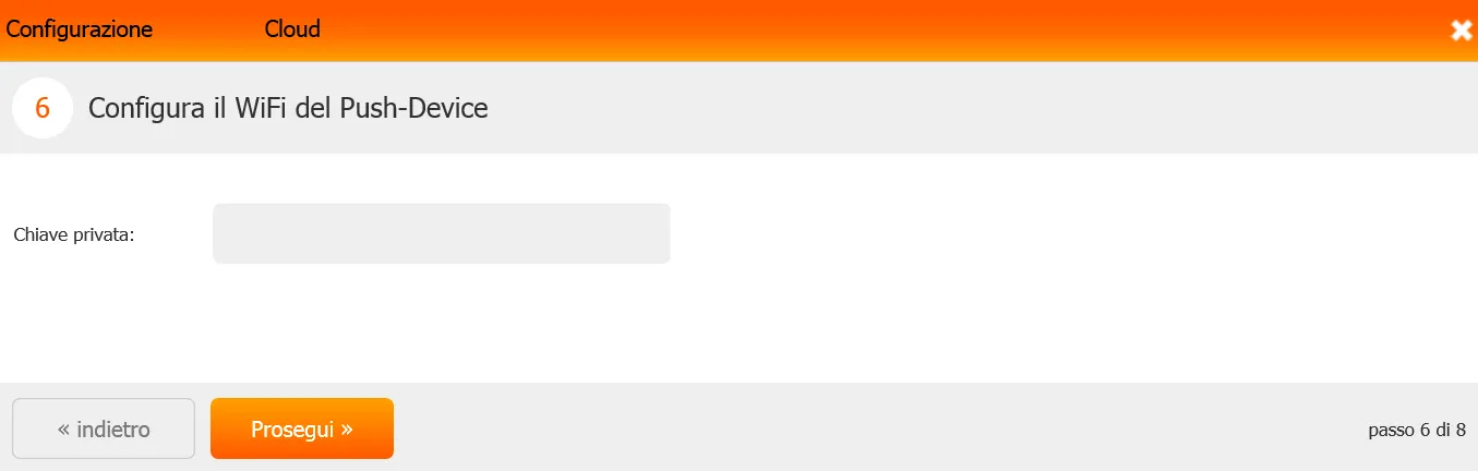 Configurazione WiFi del dispositivo Push utilizzando la chiave privata