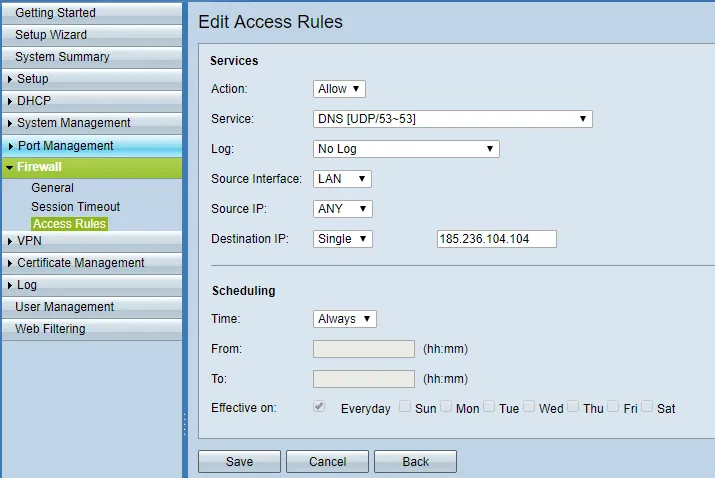 Cambiando reglas de acceso