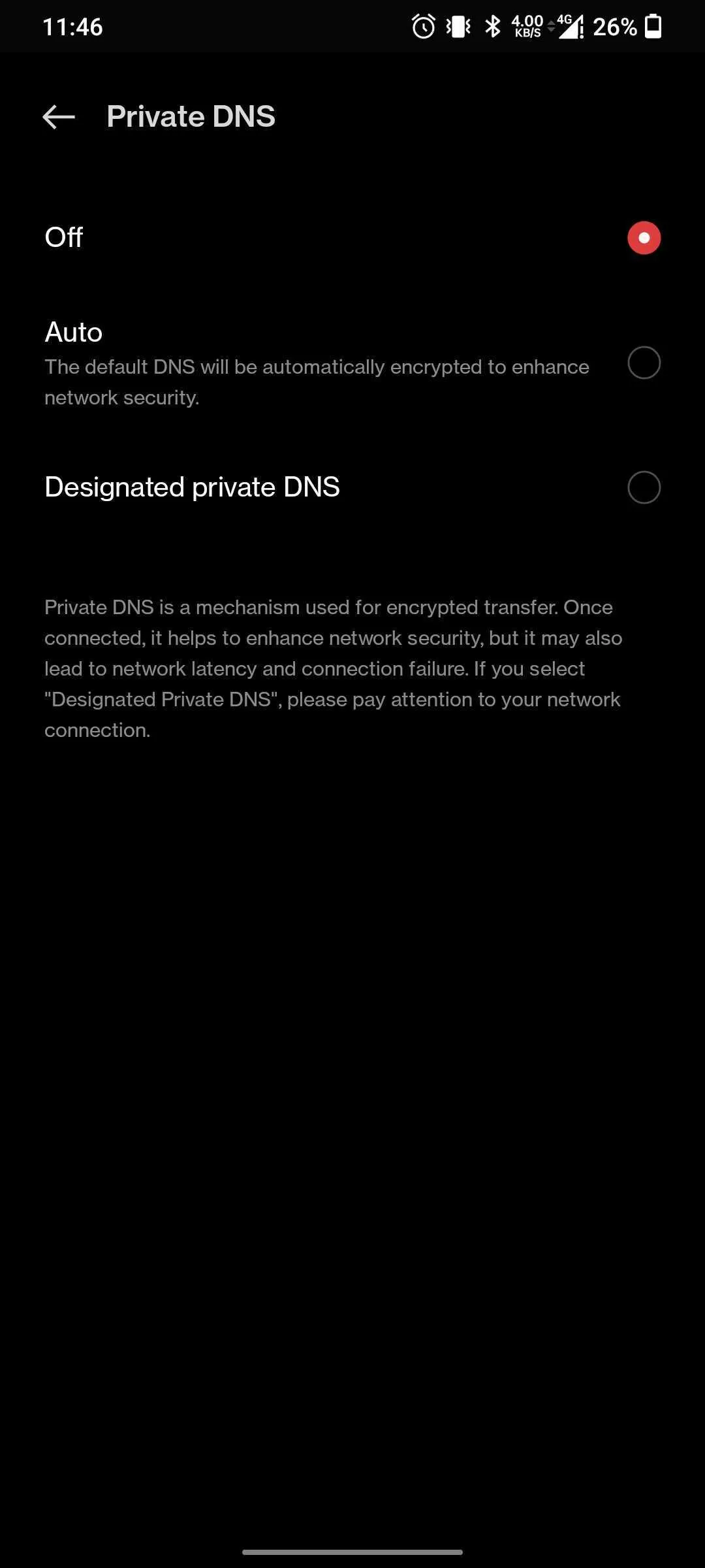 Configuración estándar de DNS privado