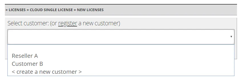 Selection of an existing client or registration of a new one Selection of an existing client or registration of a new one