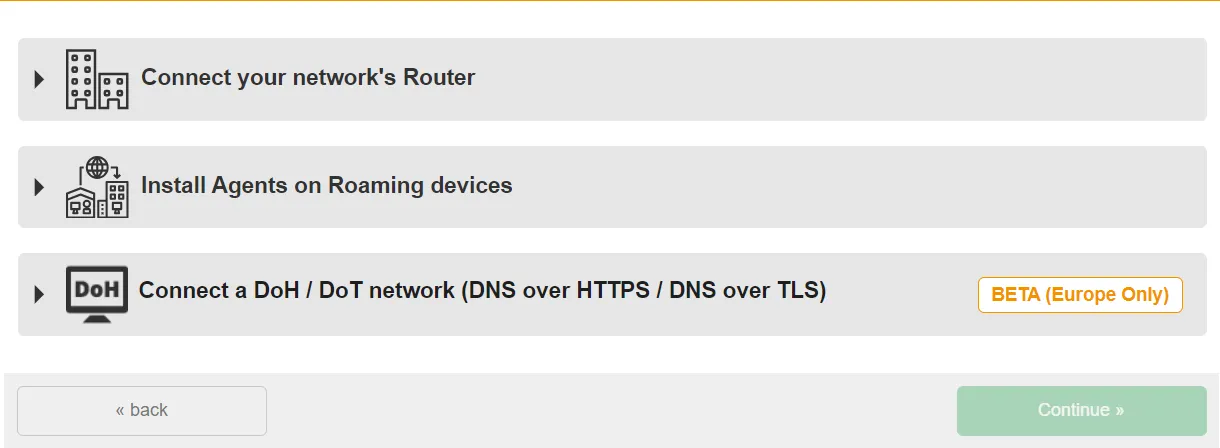 Network setup and connection to Doh/DoT.