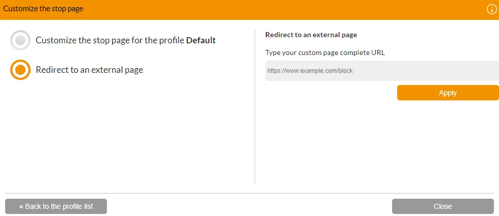 Redirect to an external page Redirect to an external page