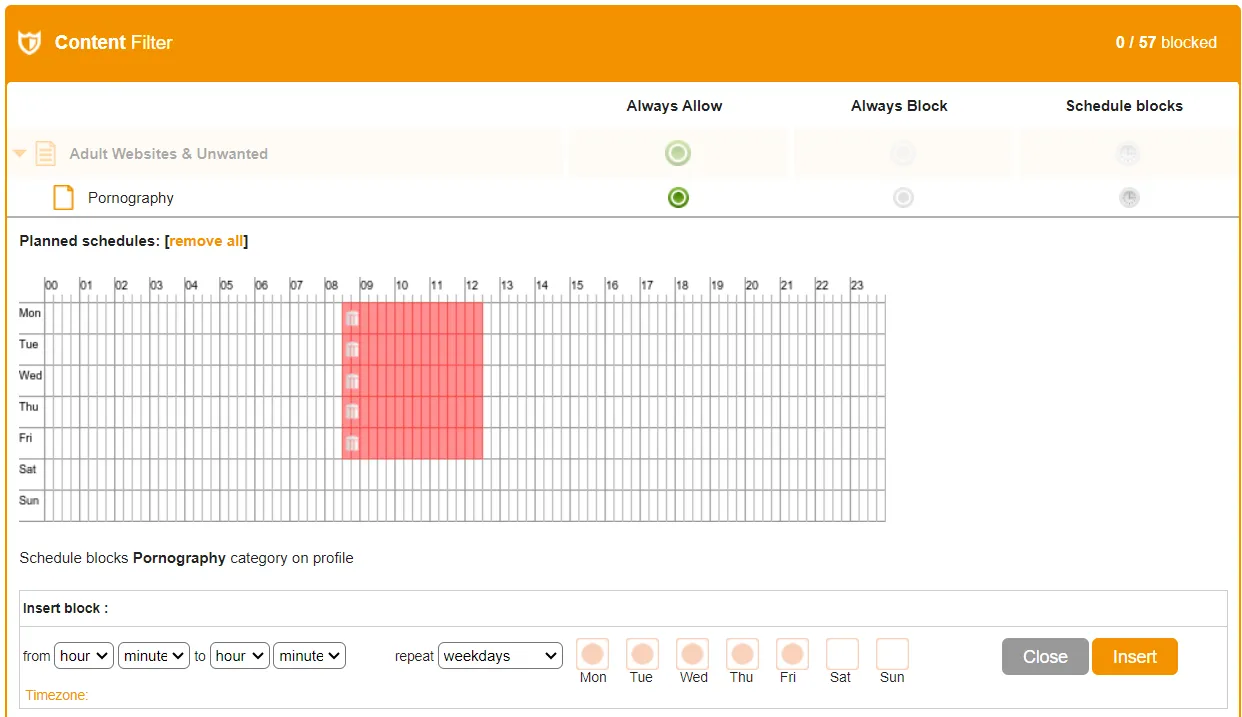 Scheduling Table of Protection Blocks