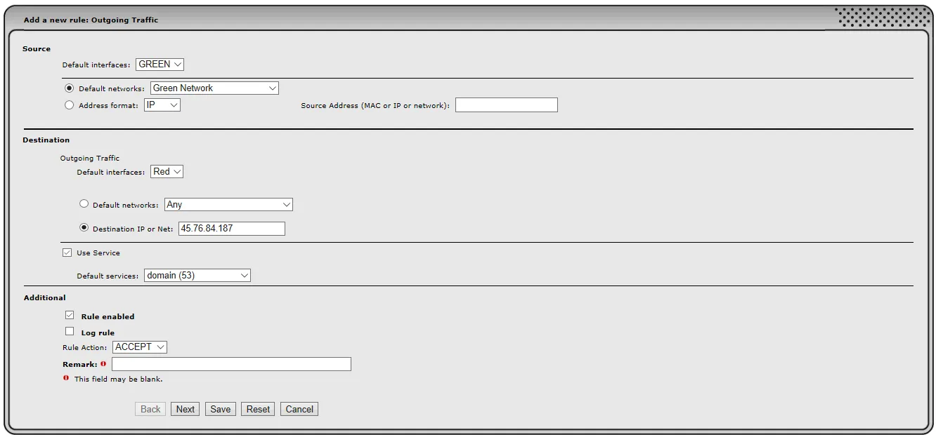 Creating firewall rule to deny the user from changing DNS