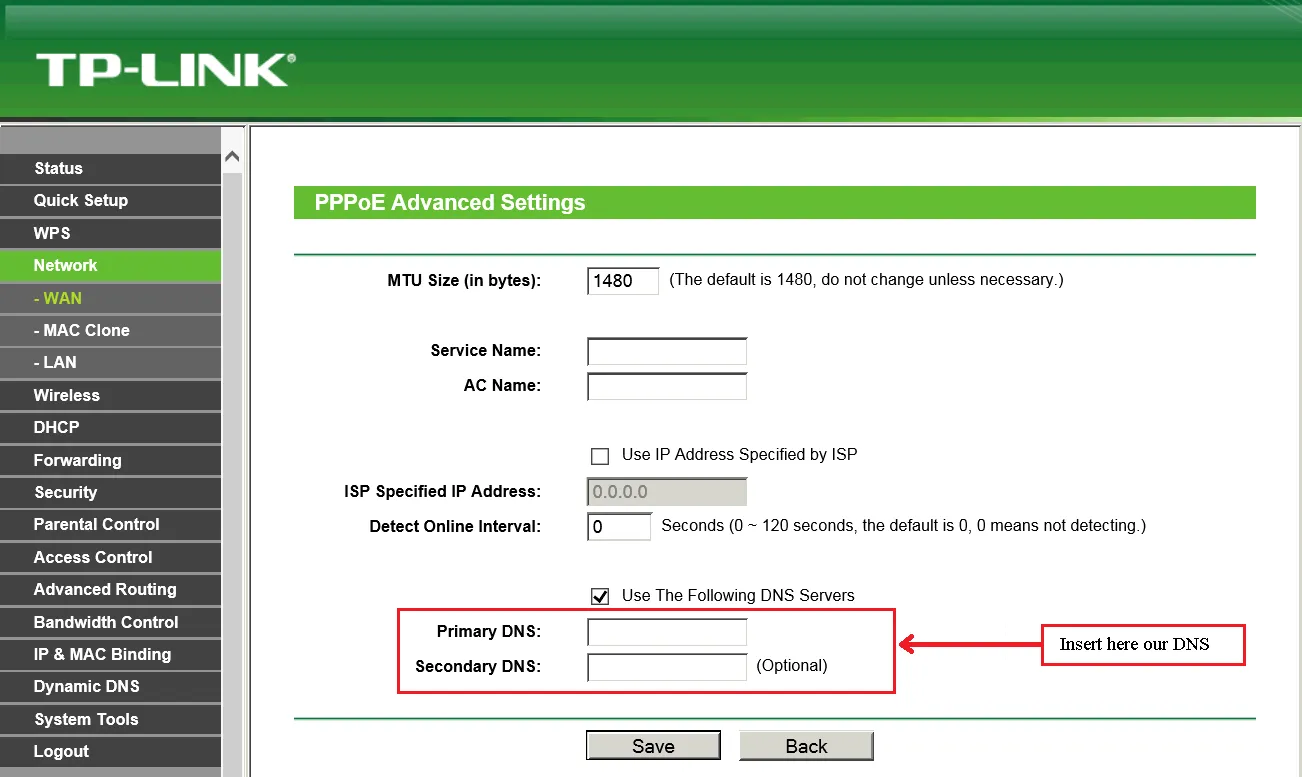 DNS Configuration in TP-Link
