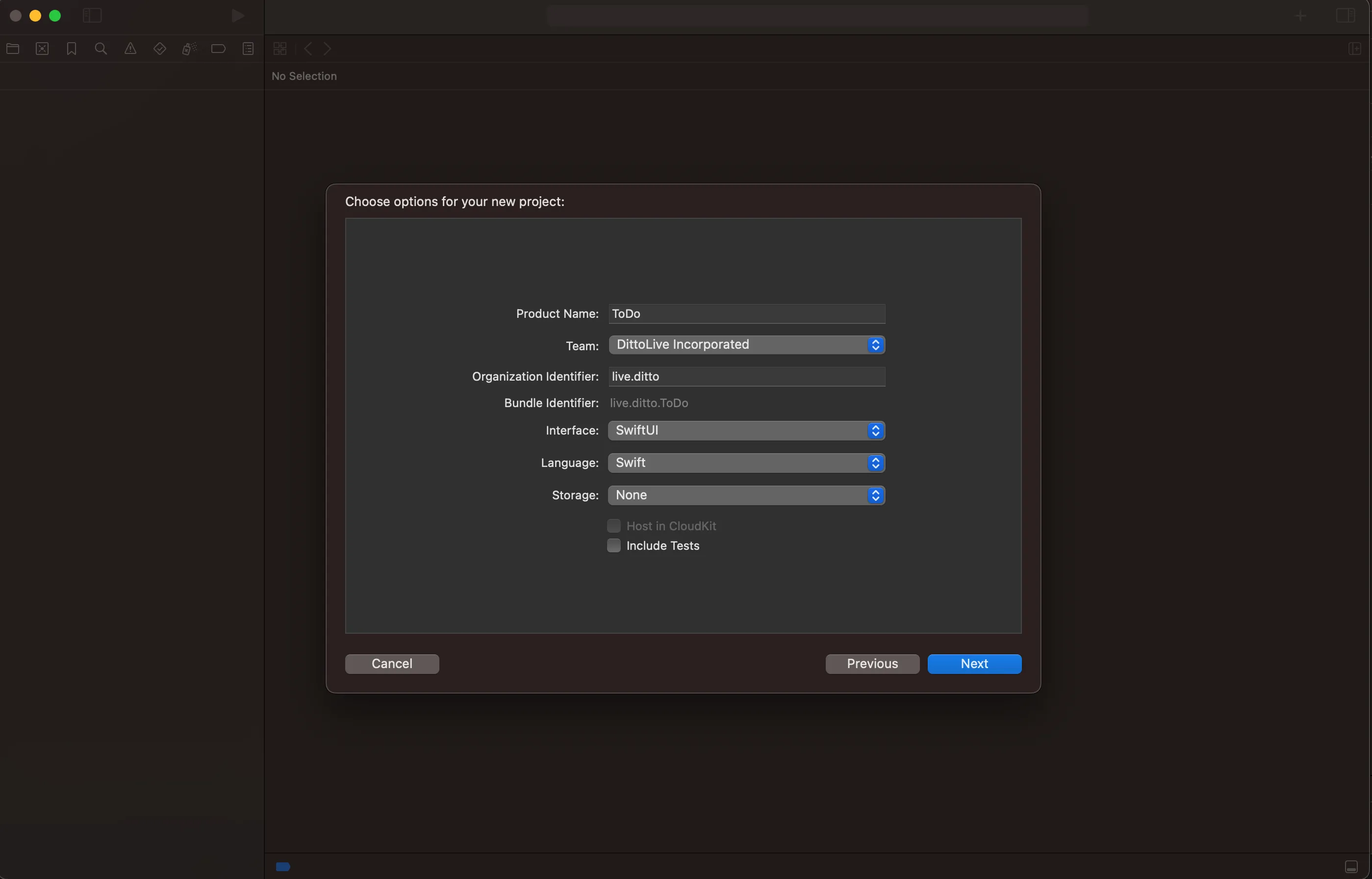 Xcode New Project Modal Xcode New Project Modal