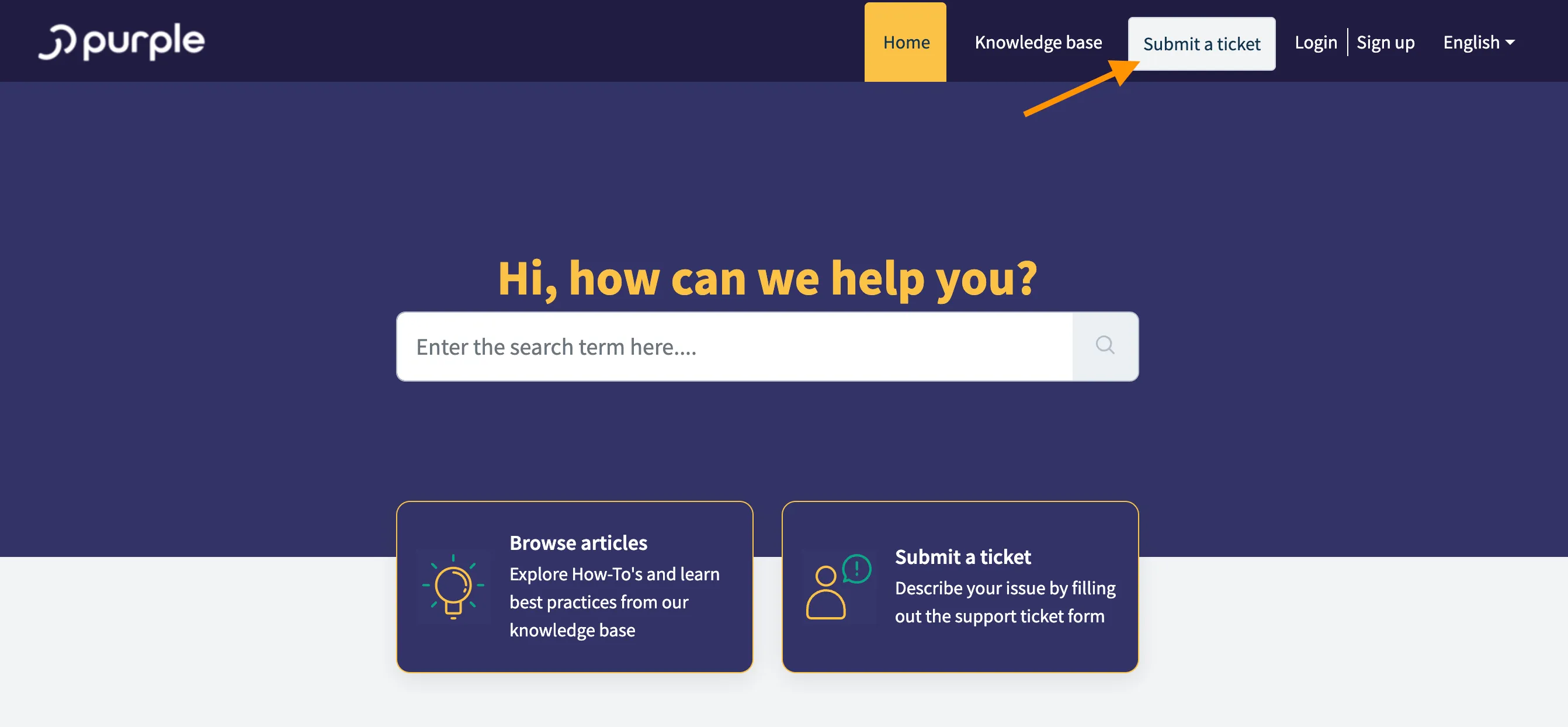 Click on  'Submit a ticket'