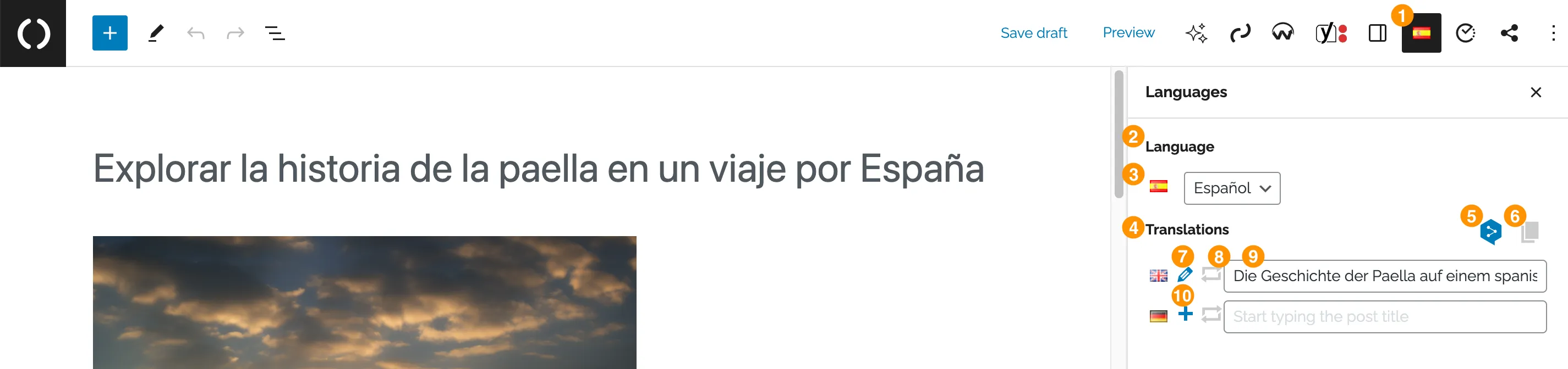 Languages sidebar in article view Languages sidebar in article view