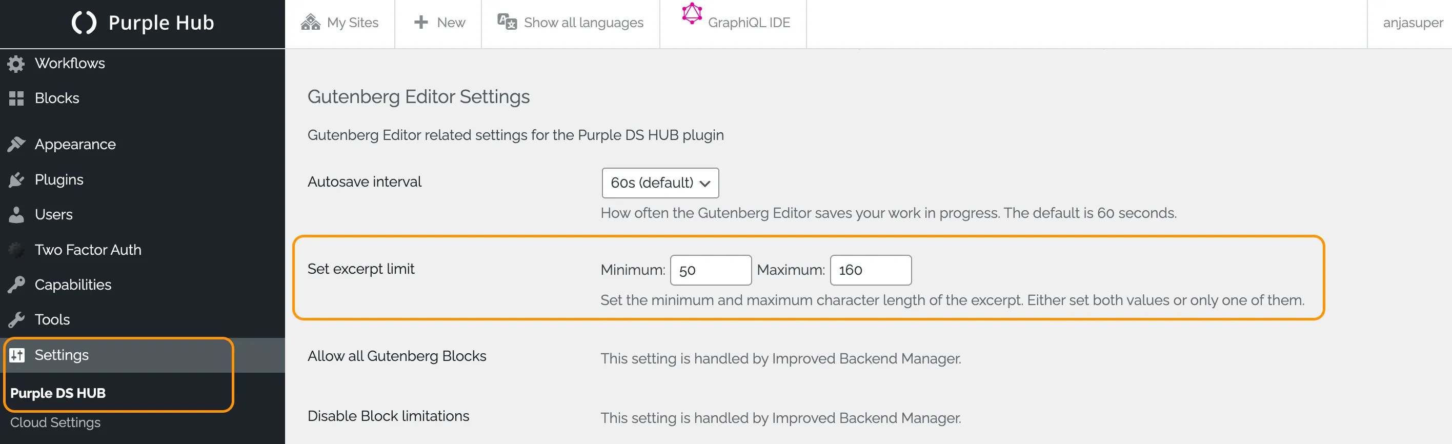 'Settings' --> 'Purple DS HUB'