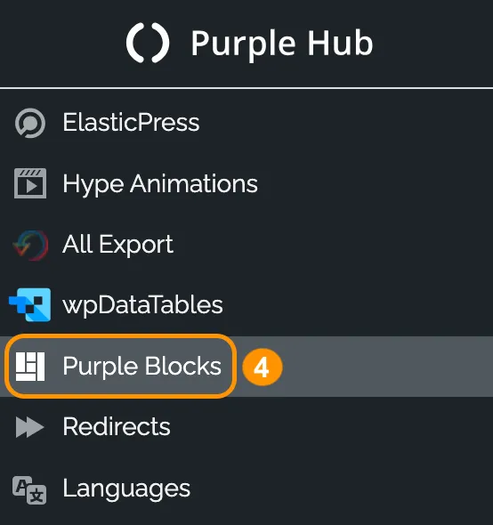 Purple Hub menu
