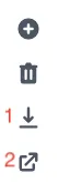 Icon 1 is Import and Icon 2 is Export