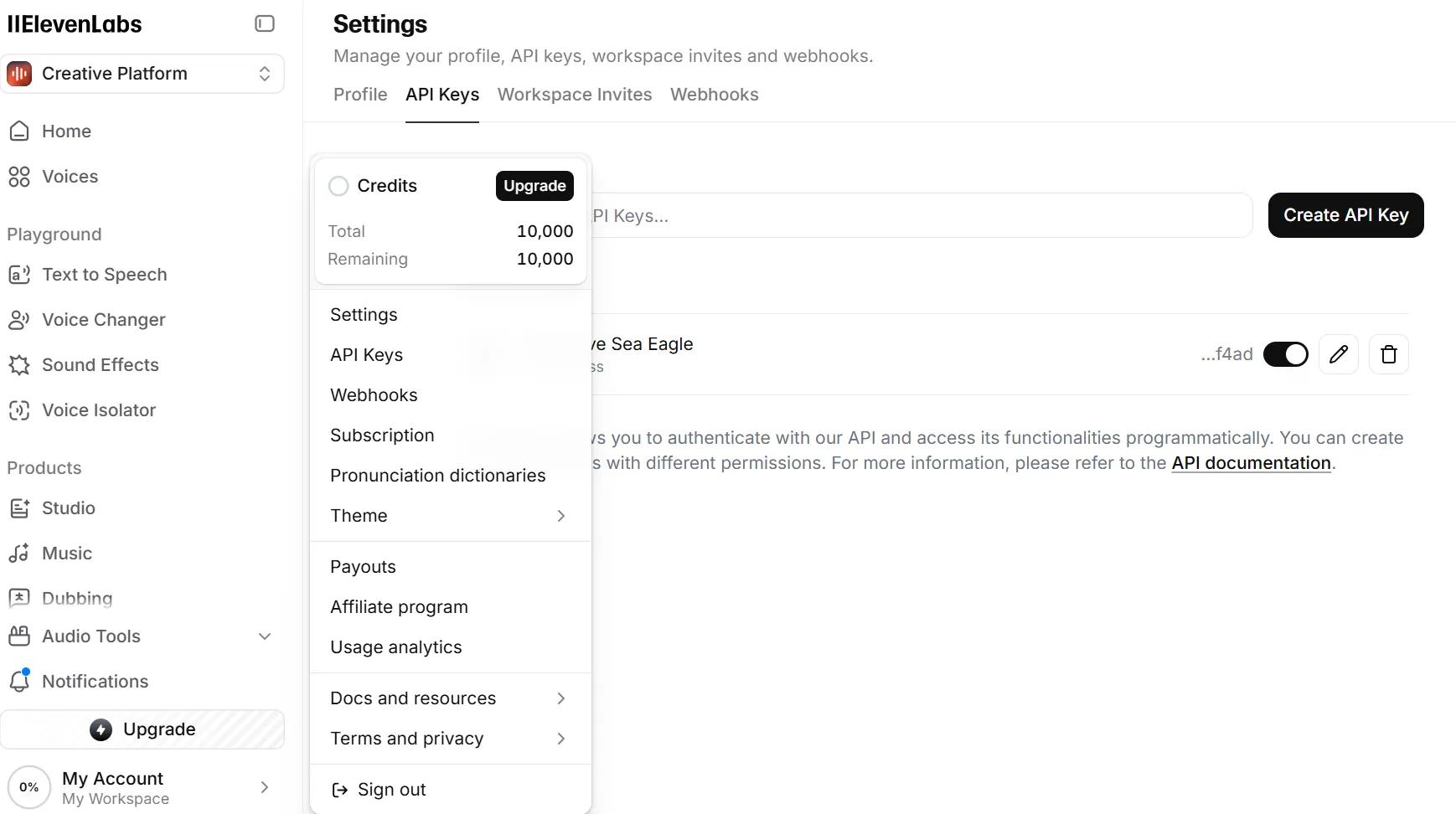 ElevenLabs ApiKey