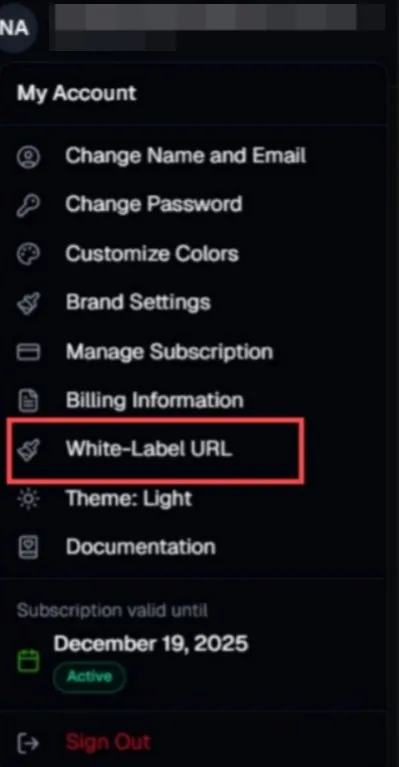 Admin Panel White-Label URL