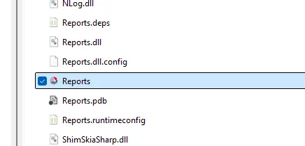 The AMICS Report program in the folder