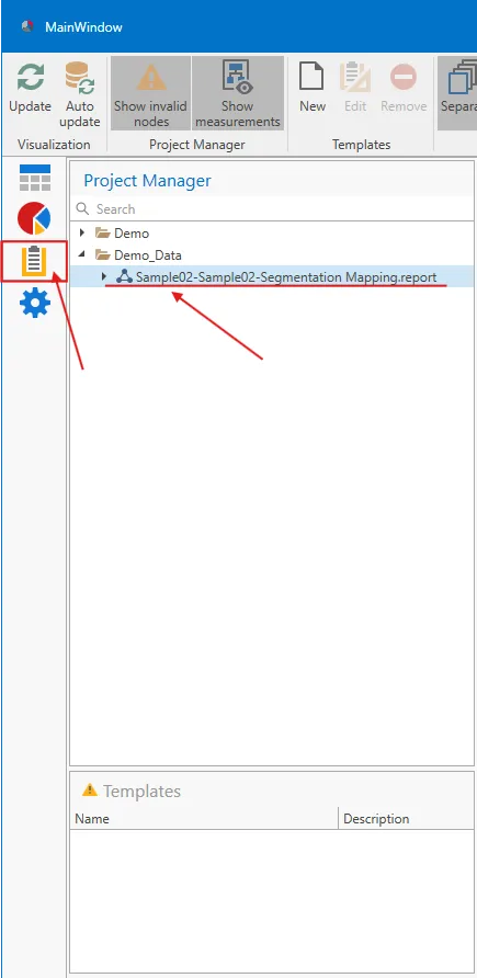 Access to the Reporting Template using this icon. Access to the Reporting Template using this icon.