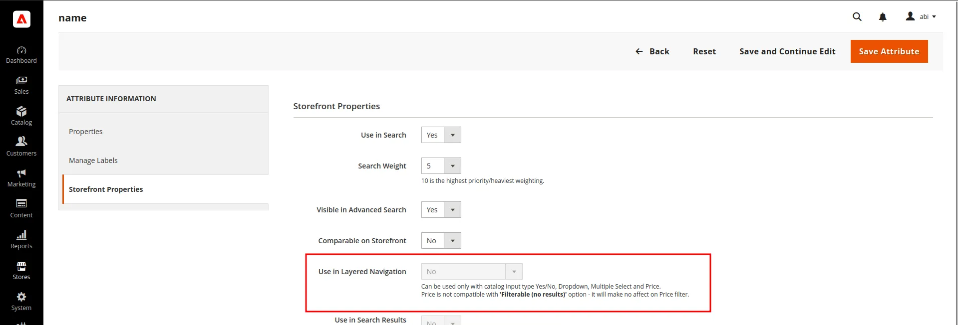 Example of Magento text field attribute