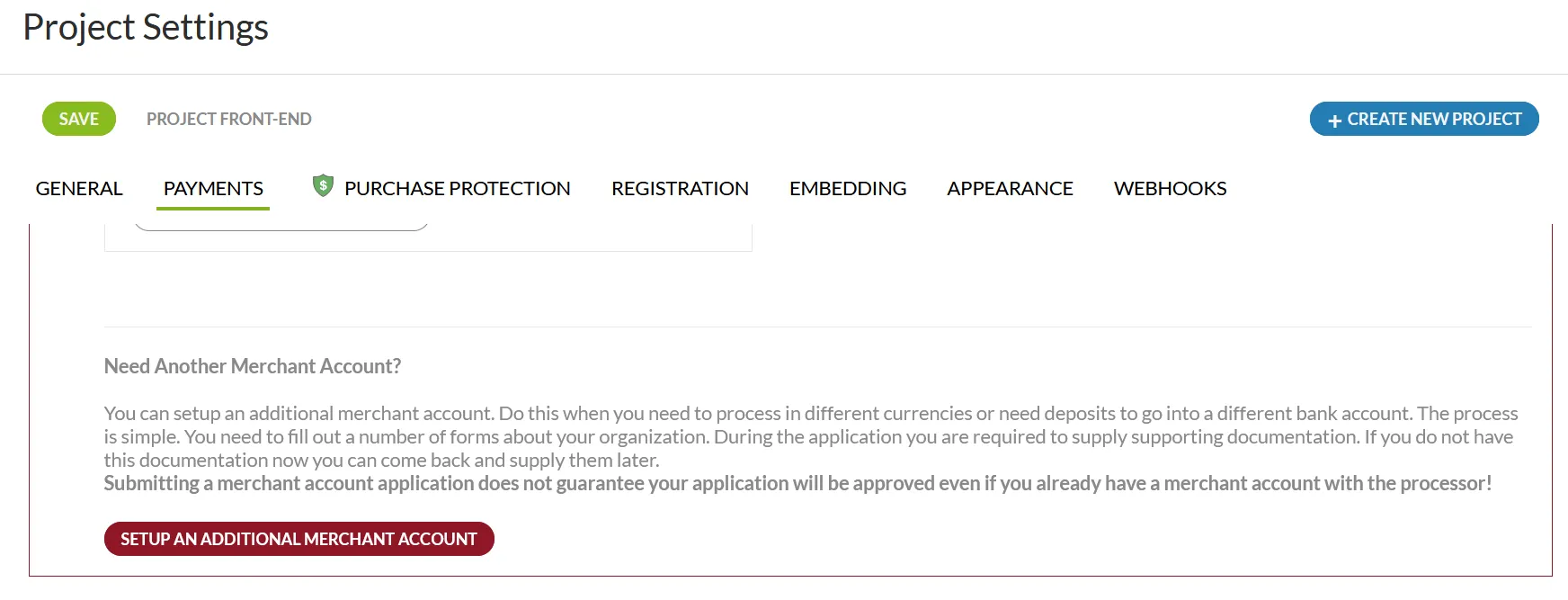 additional merchant account setup