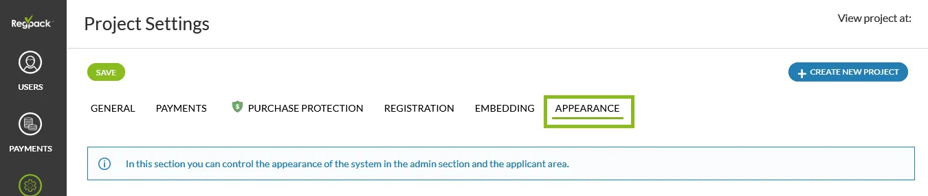appearance tab appearance tab