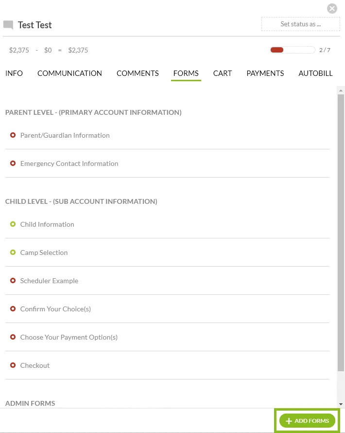 add forms to a user