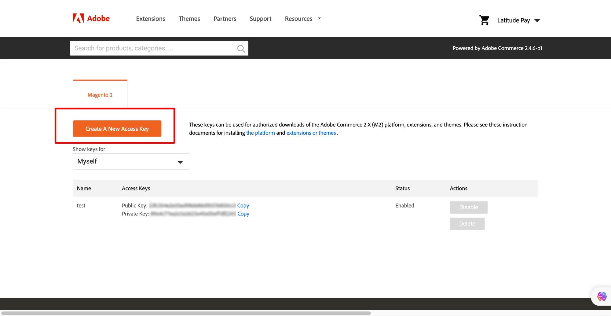 Click on Create a new access key