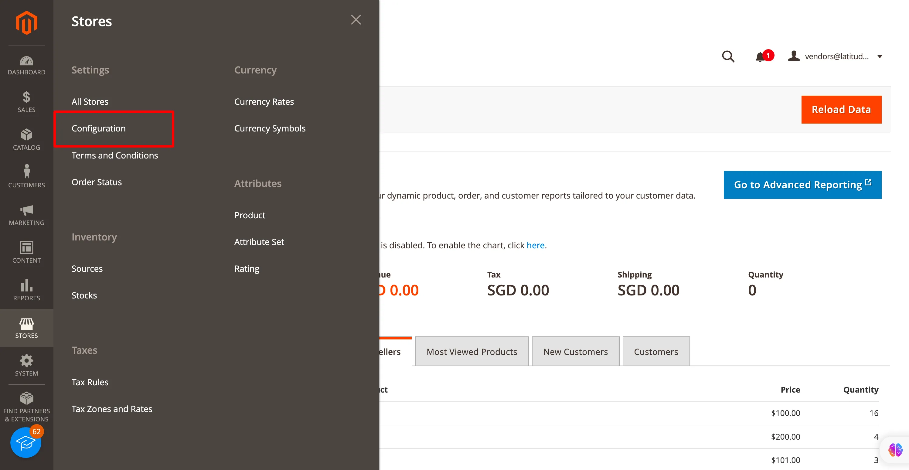 Store -> Configuration