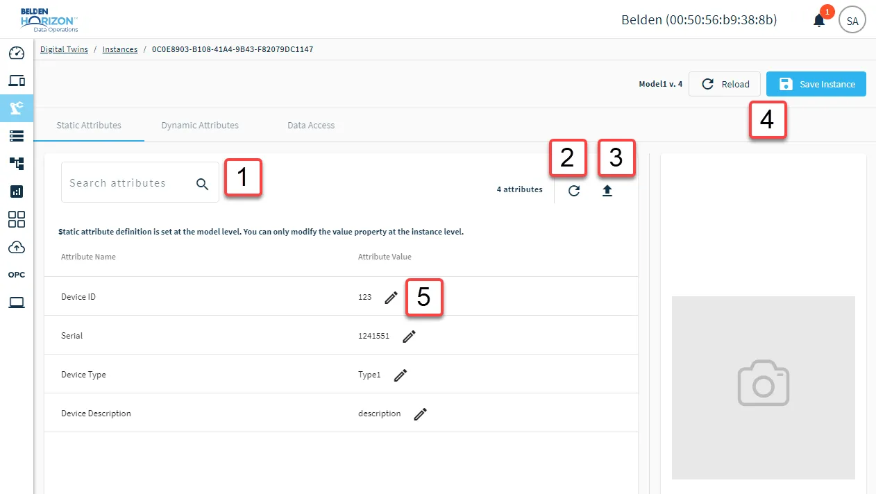 Static Attributes tab