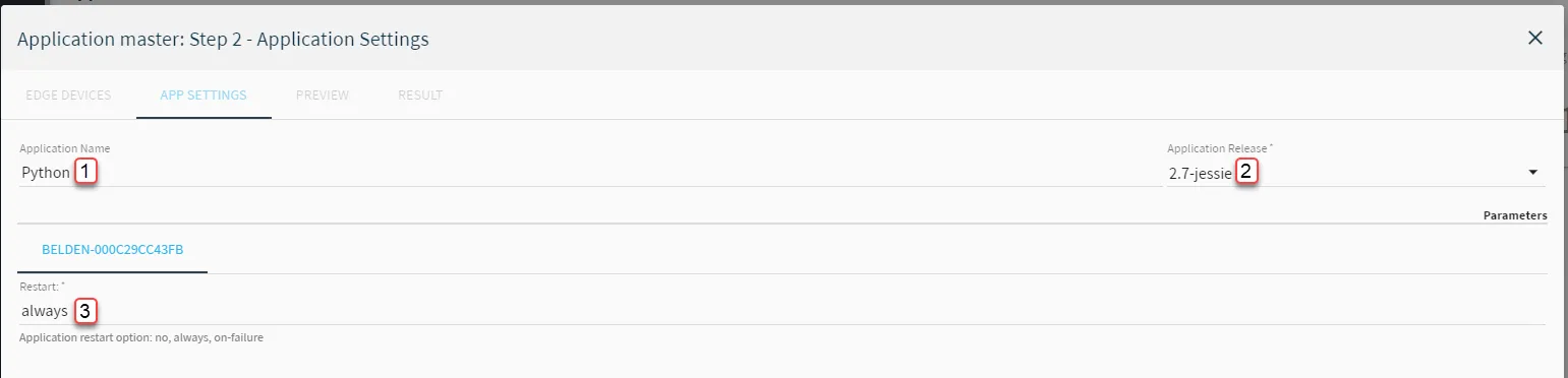 Deploy an Application Step 2: Select application settings Deploy an Application Step 2: Select application settings