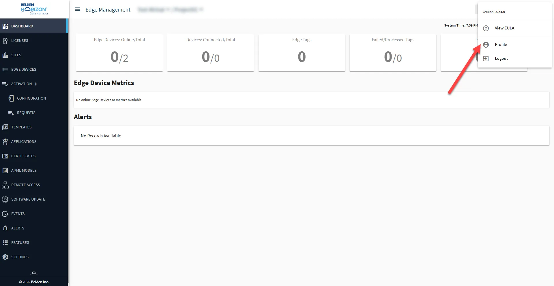Status Overview page