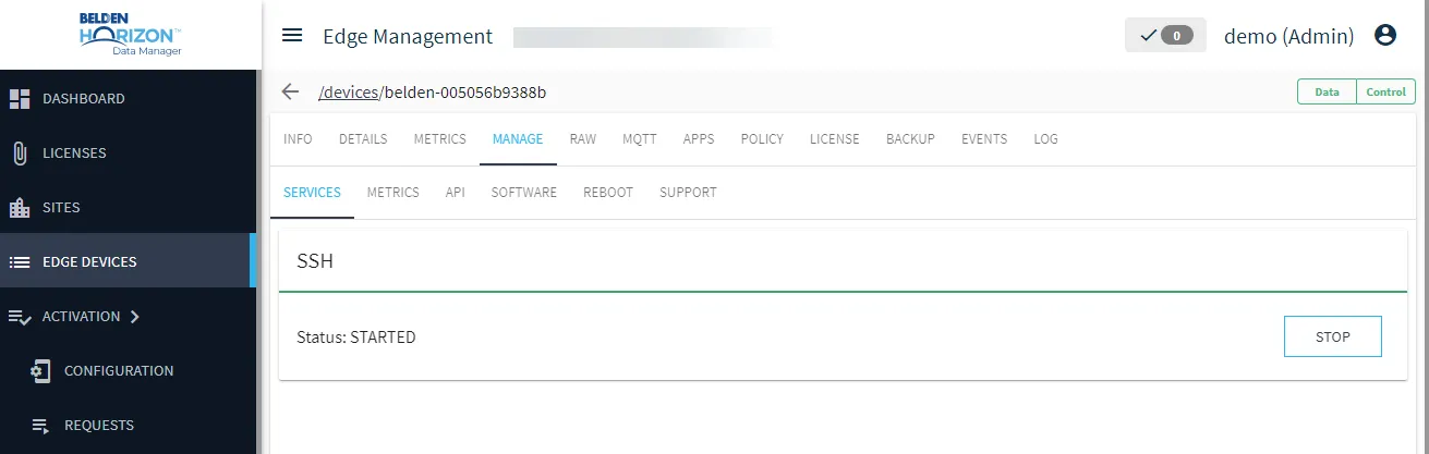 Service sub-tab