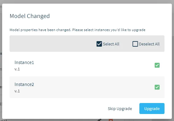 Model Changed dialog