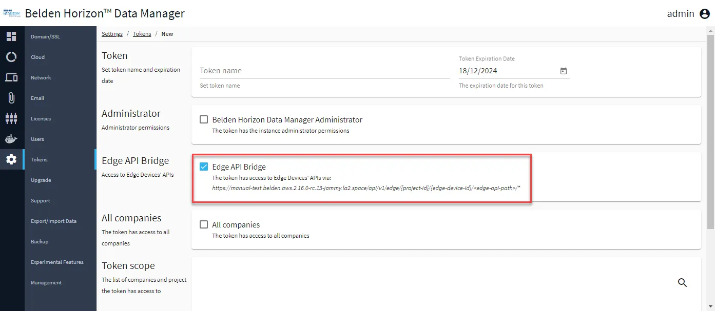 Edge API Bridge option